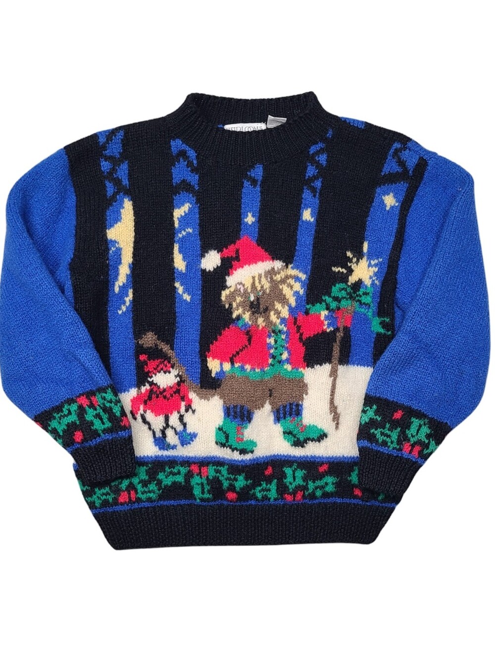 Vintage Heirlooms Wool All Over Print Teddy Bear Christmas Sweater Sz Small 90s